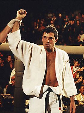 Royce Gracie, the first UFC Champion in 1993, representing Brazilian Jiu-Jitsu.